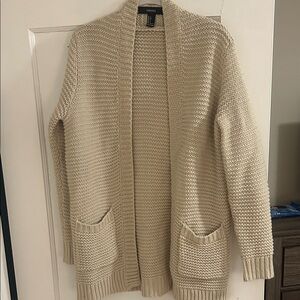 Forever 21 Beige Open-Front Chunky Knit Cardigan